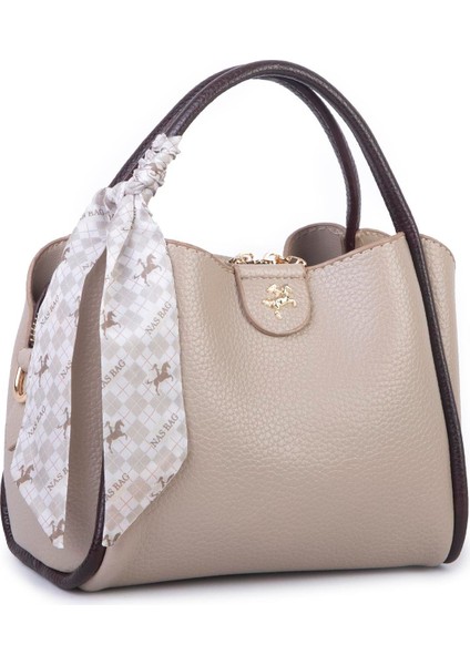 Fularlı Mini Boy El ve Çapraz Çanta Kum Kahve Lopez