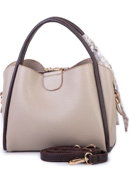 Fularlı Mini Boy El ve Çapraz Çanta Kum Kahve Lopez modelleri