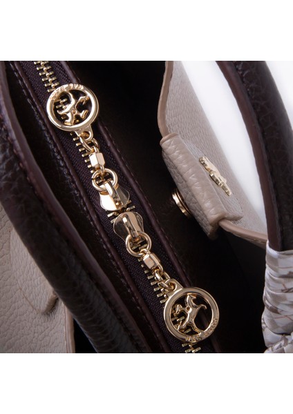 Fularlı Mini Boy El ve Çapraz Çanta Kum Kahve Lopez