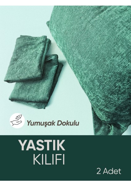 Yeşil Oxford Yastık Kılıfı 2 Adet Set, Yumuşak Dokulu, Flaplı fiyatları