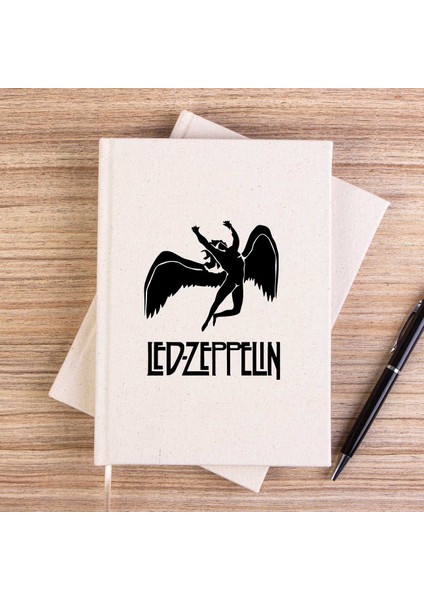 LED Zeppelin Black Angel Çizgisiz Kanvas Defter Çizgisiz