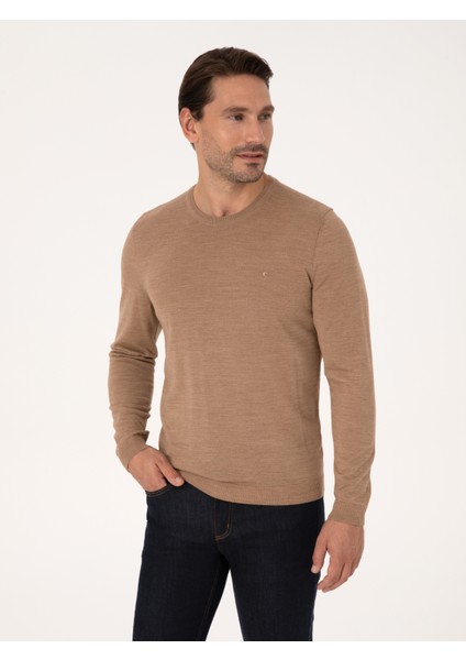 Erkek Camel Slim Fit Basic Kazak 50318854-VR015 modelleri