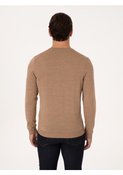 Erkek Camel Slim Fit Basic Kazak 50318854-VR015 indirimleri