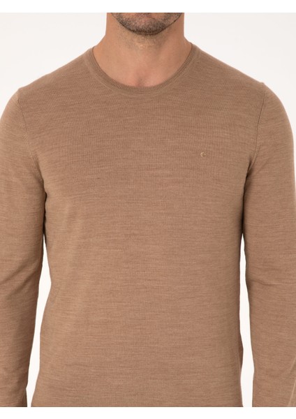 Erkek Camel Slim Fit Basic Kazak 50318854-VR015