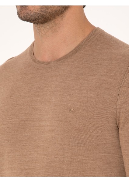 Erkek Camel Slim Fit Basic Kazak 50318854-VR015