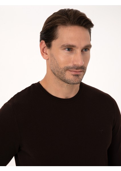 Erkek Kahverengi Regular Fit Basic Kazak 50318901-VR029 fiyatları