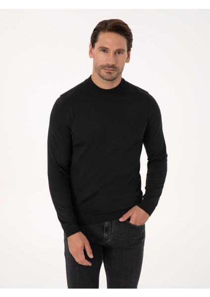 Erkek Siyah Slim Fit Basic Kazak 50318891-VR046