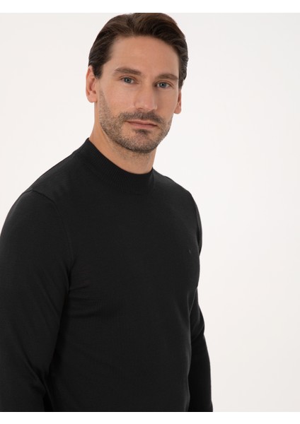 Erkek Siyah Slim Fit Basic Kazak 50318891-VR046 fiyatları