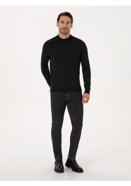 Erkek Siyah Slim Fit Basic Kazak 50318891-VR046 fırsatları