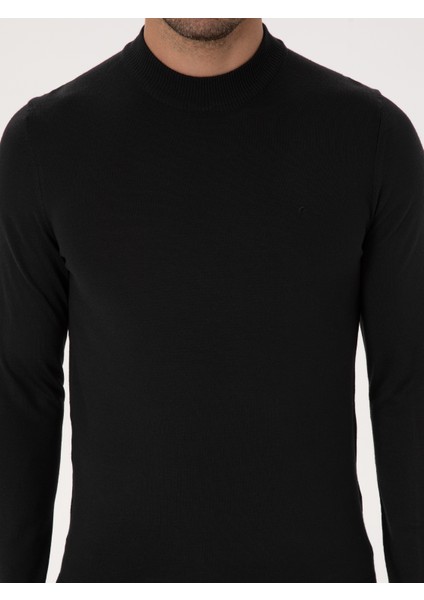 Erkek Siyah Slim Fit Basic Kazak 50318891-VR046