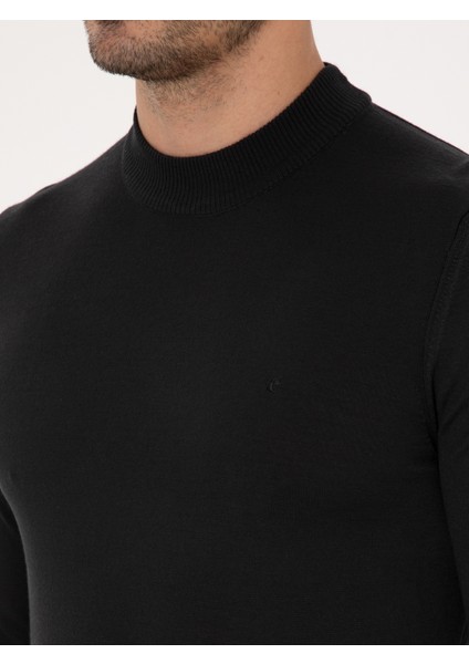 Erkek Siyah Slim Fit Basic Kazak 50318891-VR046