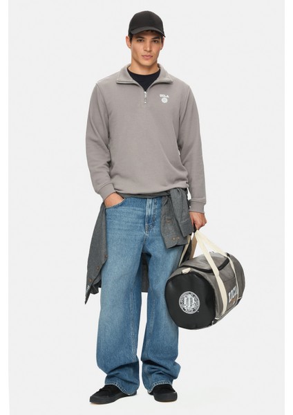 Leon Koyu Gri Yarım Fermuar Baskılı Standard Fit Erkek Sweatshirt fırsatları