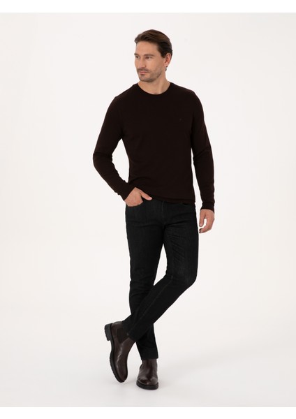 Erkek Kahverengi Regular Fit Basic Kazak 50318901-VR029 fırsatları