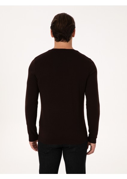 Erkek Kahverengi Regular Fit Basic Kazak 50318901-VR029 indirimleri