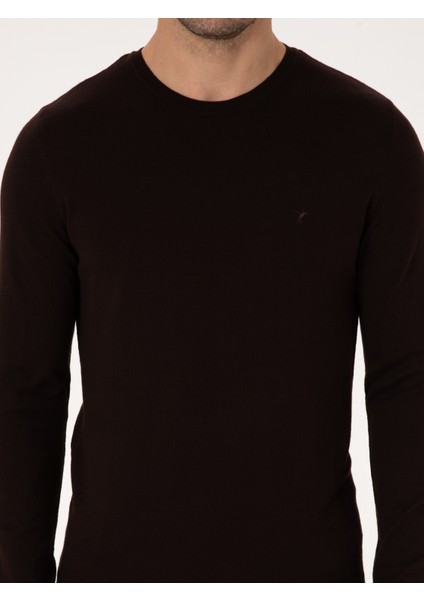 Erkek Kahverengi Regular Fit Basic Kazak 50318901-VR029