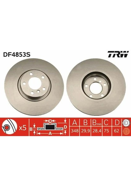 DF4853S - Fren Diski Ön Hava Kanallı - Trw