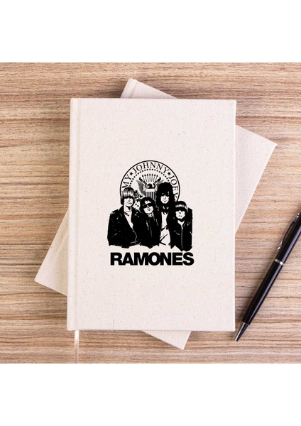 Ramones Logo And Group Çizgisiz Kanvas Defter Çizgisiz