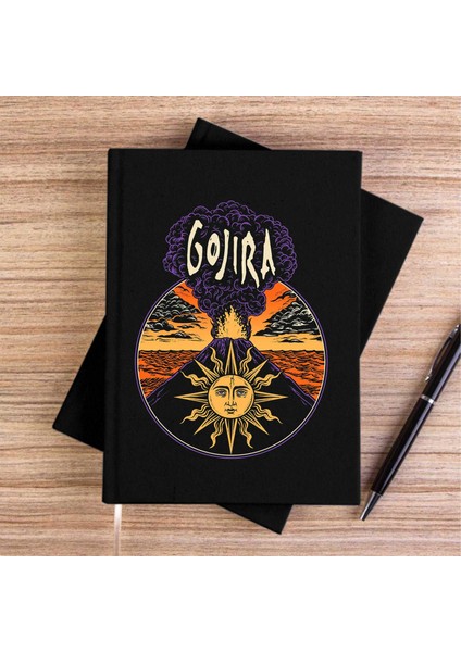 Gojira Design Siyah Kanvas Defter Çizgisiz
