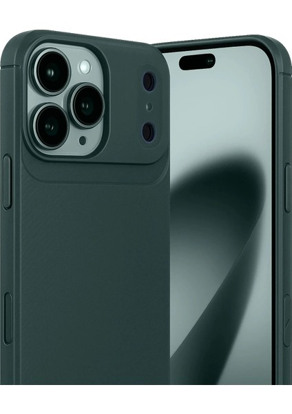 Apple iPhone 17 Pro Auto Focus Karbon Kapak - Koyu Yeşil