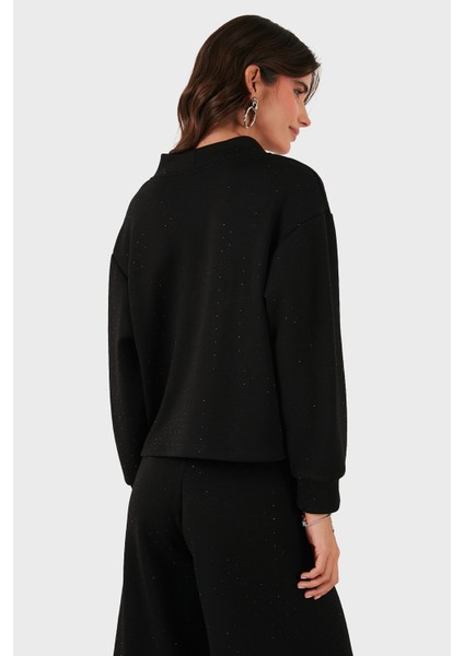 Via Dante Taşlı Oversize Fit V Yaka Bluz Bayan Bluz 268793733 modelleri