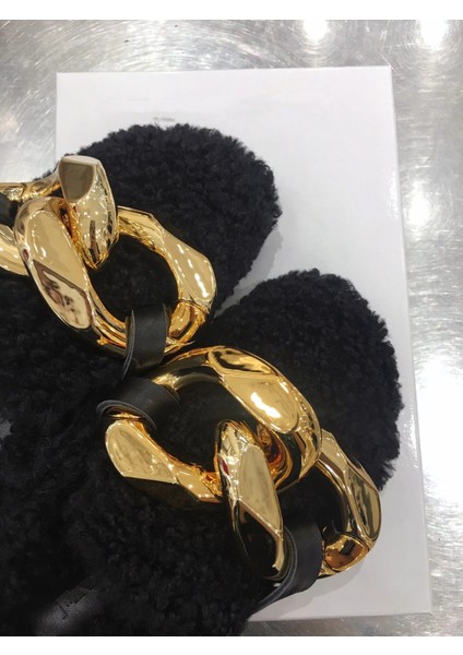 Soft Kürk Metal Zincir Kabarık Kadınlar Için Rahat Sıcak Peluş Ev Açık Dış Mekan Kapalı Yeni Terlikler fiyatları