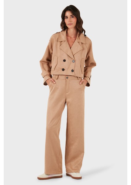 Via Dante Relaxed Fit Normal Gel Geniş Paça Süet Pantolon Bayan Pantolon 68672644SUEDE fiyatları