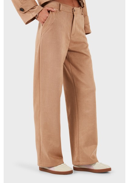 Via Dante Relaxed Fit Normal Gel Geniş Paça Süet Pantolon Bayan Pantolon 68672644SUEDE fırsatları