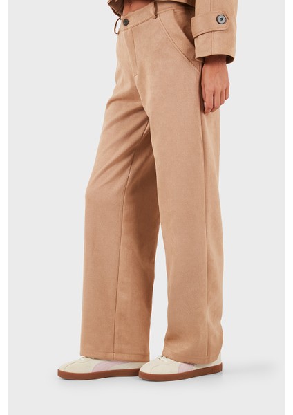 Via Dante Relaxed Fit Normal Gel Geniş Paça Süet Pantolon Bayan Pantolon 68672644SUEDE indirimleri