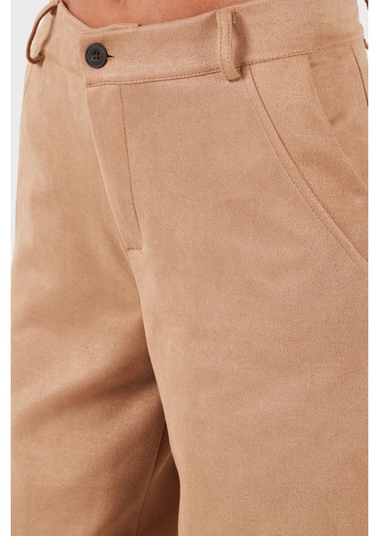Via Dante Relaxed Fit Normal Gel Geniş Paça Süet Pantolon Bayan Pantolon 68672644SUEDE