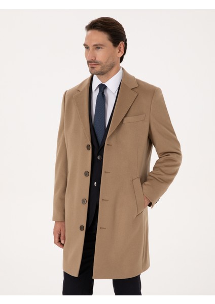 Erkek Camel Slim Fit %100 Kaşmir Palto 50314889-VR015