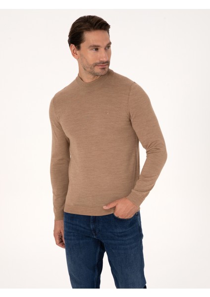 Erkek Camel Slim Fit Basic Kazak 50318891-VR015