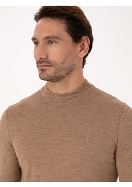 Erkek Camel Slim Fit Basic Kazak 50318891-VR015 fiyatları