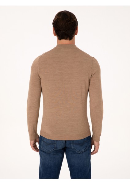 Erkek Camel Slim Fit Basic Kazak 50318891-VR015 indirimleri