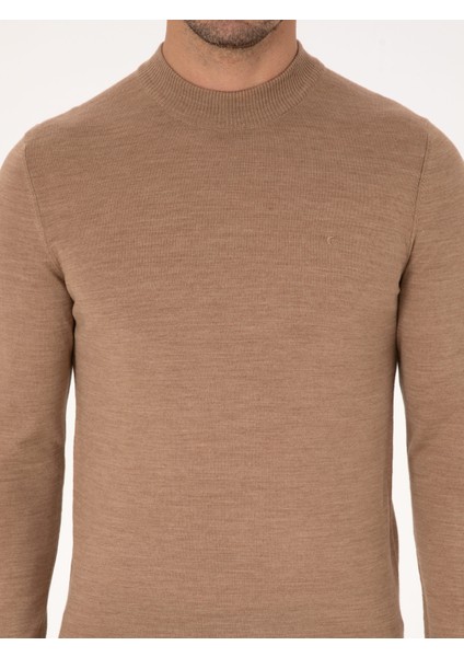 Erkek Camel Slim Fit Basic Kazak 50318891-VR015