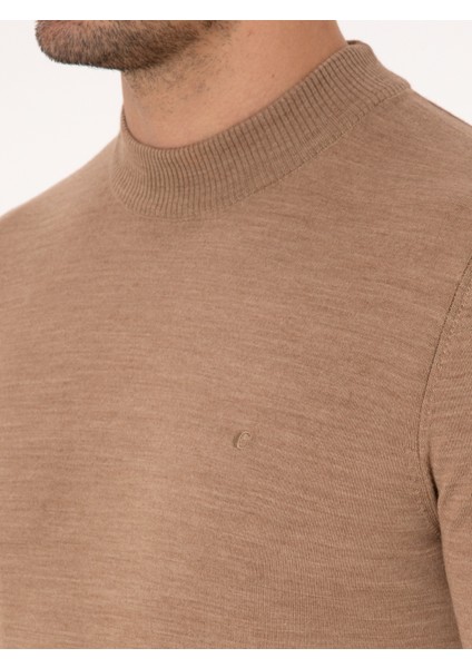 Erkek Camel Slim Fit Basic Kazak 50318891-VR015