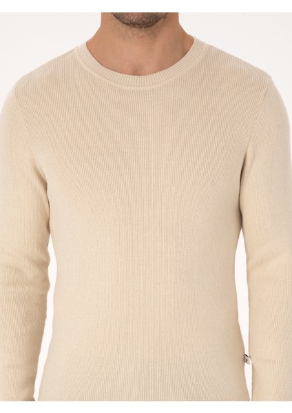 Erkek Bej Slim Fit Kazak 50318976-VR011