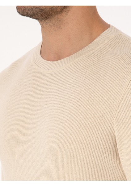 Erkek Bej Slim Fit Kazak 50318976-VR011