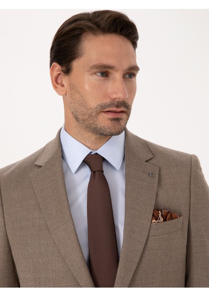Erkek Camel Slim Fit Yün Karışımlı Mikro Desenli Klasik Ceket 50310061-VR015 fiyatları