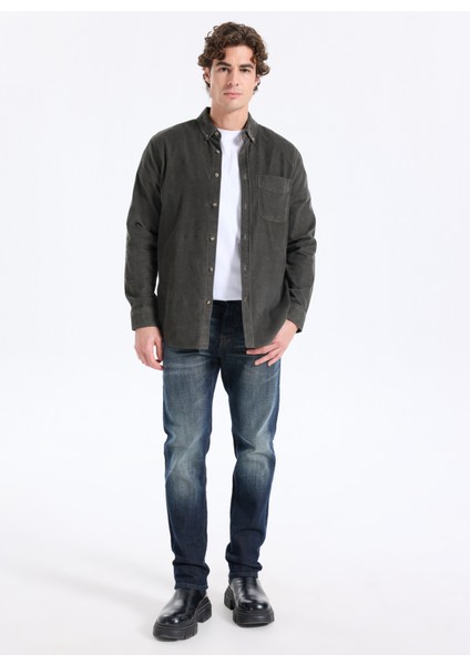 Regular Fit Haki Erkek Gömlek 261 Lcm 241001 Wornes Haki modelleri