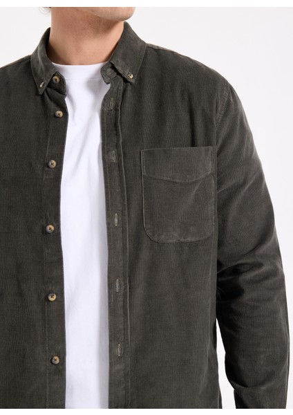 Regular Fit Haki Erkek Gömlek 261 Lcm 241001 Wornes Haki fırsatları