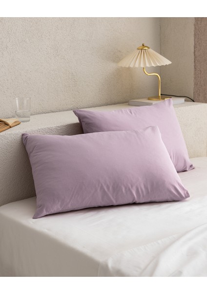 Manon %100 Pamuk Ranforce Düz 2'li Yastık Kılıfı Seti - Açık Mürd indirimleri