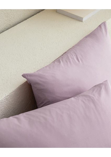 Manon %100 Pamuk Ranforce Düz 2'li Yastık Kılıfı Seti - Açık Mürd