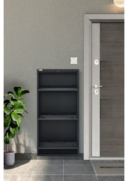 Metal Ayakkabılık 3’lü Kilitli (Antrasit) fırsatları