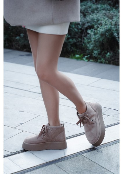 Kadın Kalın Taban İçi Kürklü Günlük Bot Mariva Vizon Süet fırsatları