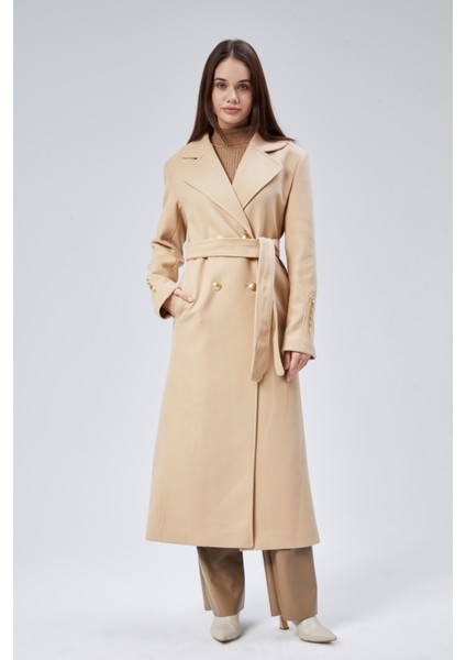 Kadın Kol Düğme Detaylı Regular Astarlı Kaban