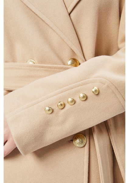 Kadın Kol Düğme Detaylı Regular Astarlı Kaban