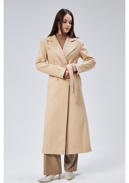 Kadın Kol Düğme Detaylı Regular Astarlı Kaban