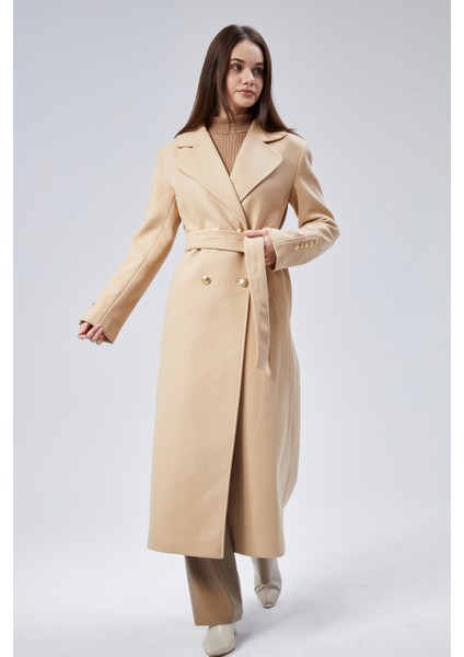 Kadın Kol Düğme Detaylı Regular Astarlı Kaban