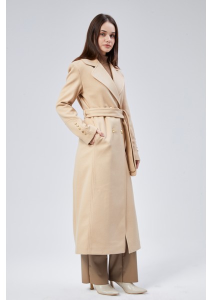 Kadın Kol Düğme Detaylı Regular Astarlı Kaban