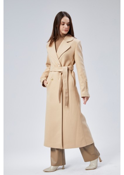 Kadın Kol Düğme Detaylı Regular Astarlı Kaban